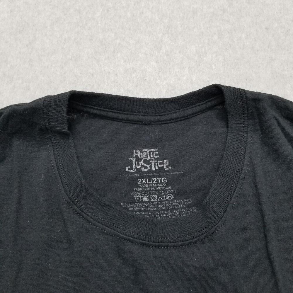 Tupak Shirt Mens XXL Black Short Sleeve Crew Neck Poetic Justice 2 Pac - Picture 5 of 11